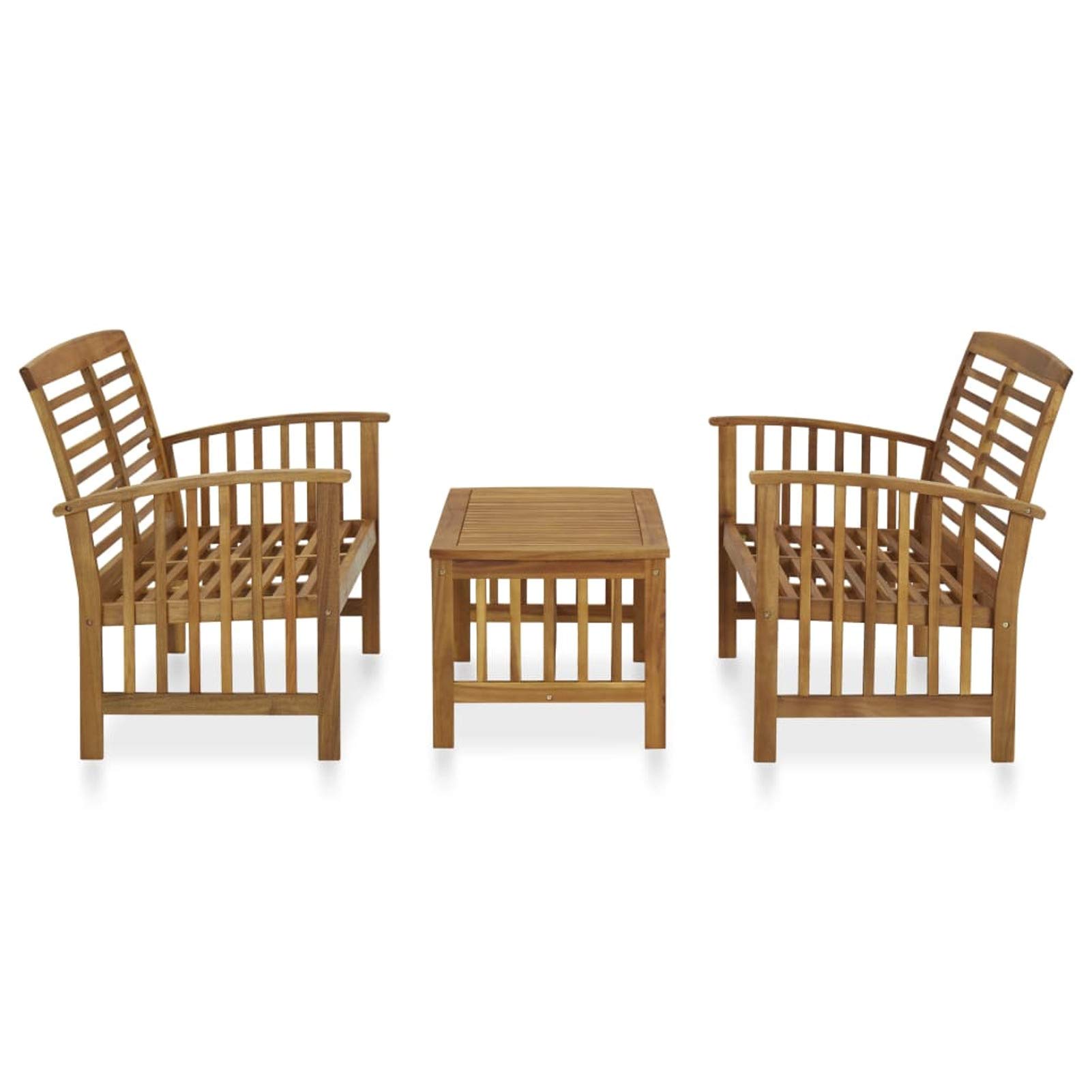 Homgoday 3-częściowy zestaw ogrodowy z litego drewna akacjowego, zestaw mebli ogrodowych, patio na zewnątrz podwórko taras balkon sofa siedzenie siedzenie meble narożnik podwórko sofa zestaw mebli