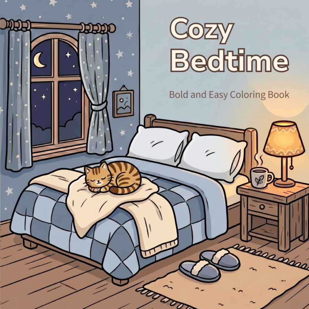 Cozy Bedtime: Bold and Easy Coloring Book for Calm Evenings