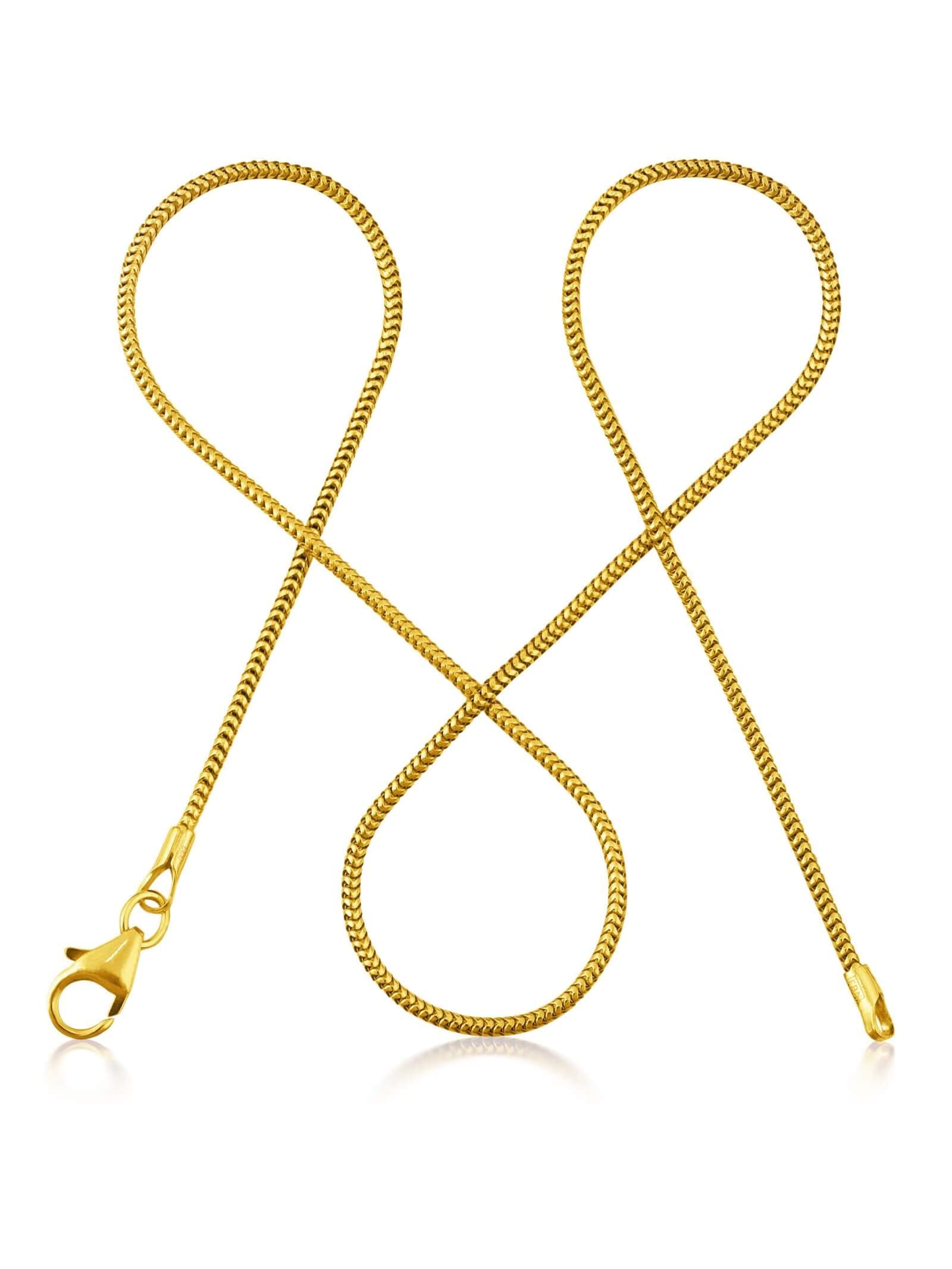 modabilé Schlangenkette Damen Halskette Vergoldet 925er Sterling Silber (35cm-90cm 1,2mm breit) Goldkette ohne Anhänger Goldene Kette 925 Frauen