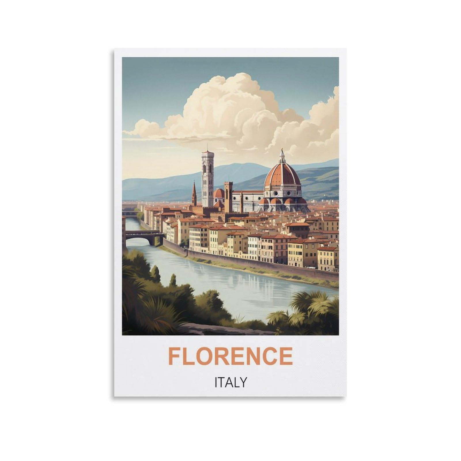 Metal Tin Sign Florence Italy,Art Plaque Poster Wall Decor for Home Tool Room Bar Club Restaurant Cafe 30x40cm