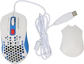 Vikye Wired Mouse, 4.9ft Cable Adjustable DPI Programmable Keys Gaming Mouse with Ergonomic RGB Backlit, Ergonomic Design Mouse for Gaming Office Study (White Blue)