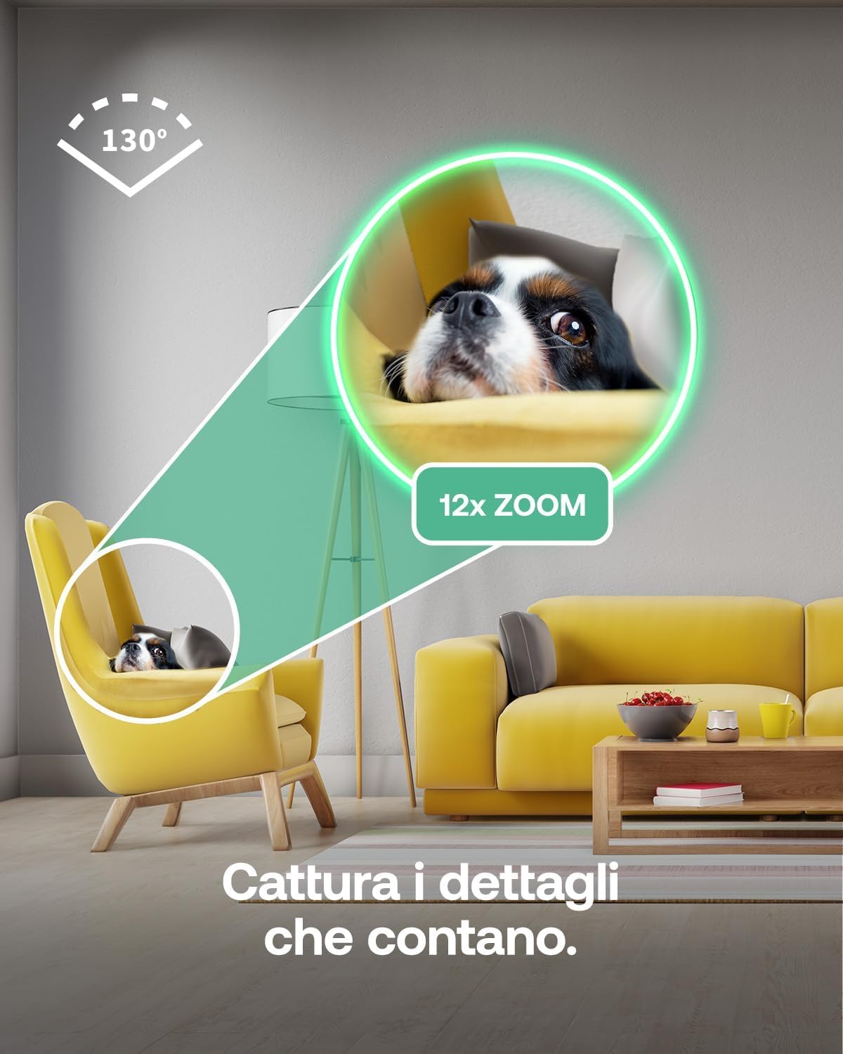 Arlo Essential 3 Indoor 2K PTZ, Telecamera di Sorveglianza WiFi Interno 2K, Rilevamento di AI, Visione Notturna, Audio Bidirezionale, 1 Telecamera, Bianca
