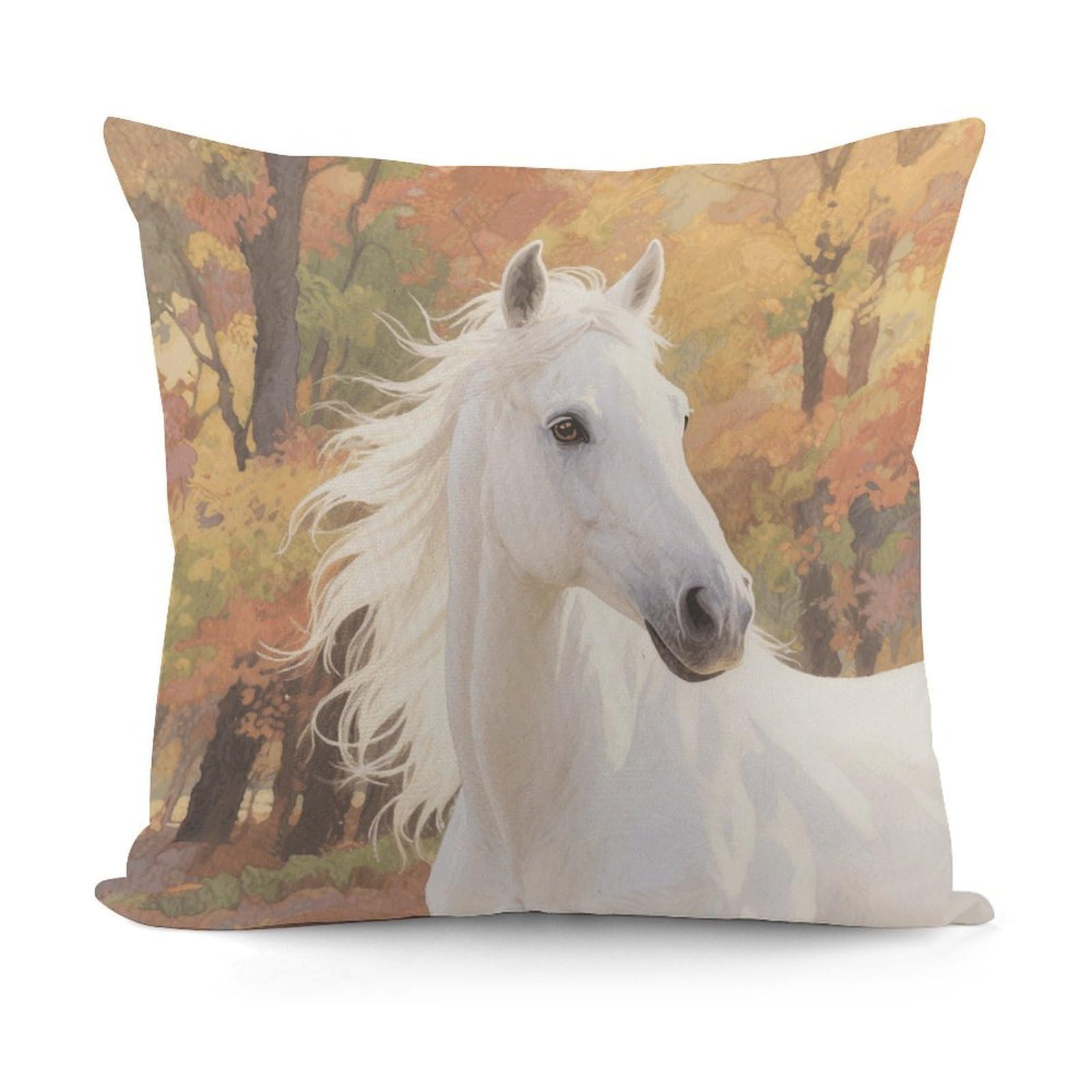 VstaDank Watercolor White Horse Throw Pillow Cover Soft Square Cushion Cover Art Artwork Pillow Covers Mordern Couch Pillow Covers Decorative Cushion Case for Chair Couch Bedroom Living Room