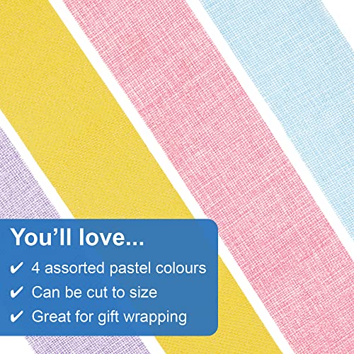 Baker Ross FX492 Pastel Burlap Ribbon - Pack of 4, Craft Ribbon for Arts and Crafts, Blue, Pink, Yellow, Lilac - Image 3
