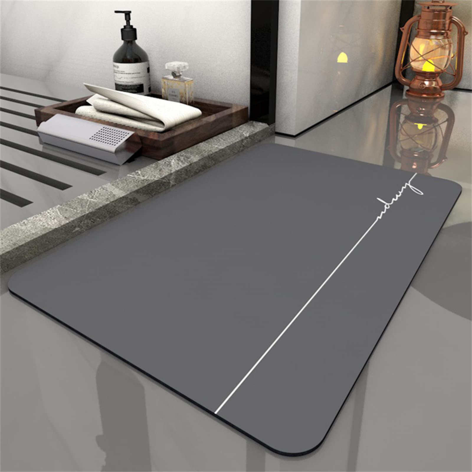 Super Absorbent Floor Mat, Badteppich Badezimmerteppich, Duschteppich, Badvorleger rutschfest Waschbar, Home Badematte, Soft Floor Mat for Home, Schnell Trocknend, Einfarbig 70x120cm AJ7613