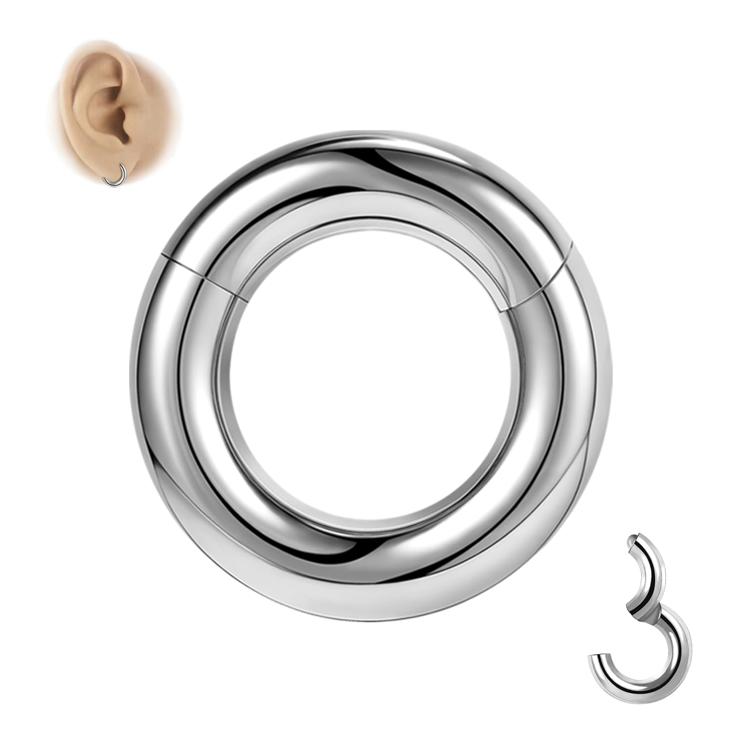 6ixgoshg23 Titanium Septum And Nose Rings Heavy Gauges Hinged Hoop