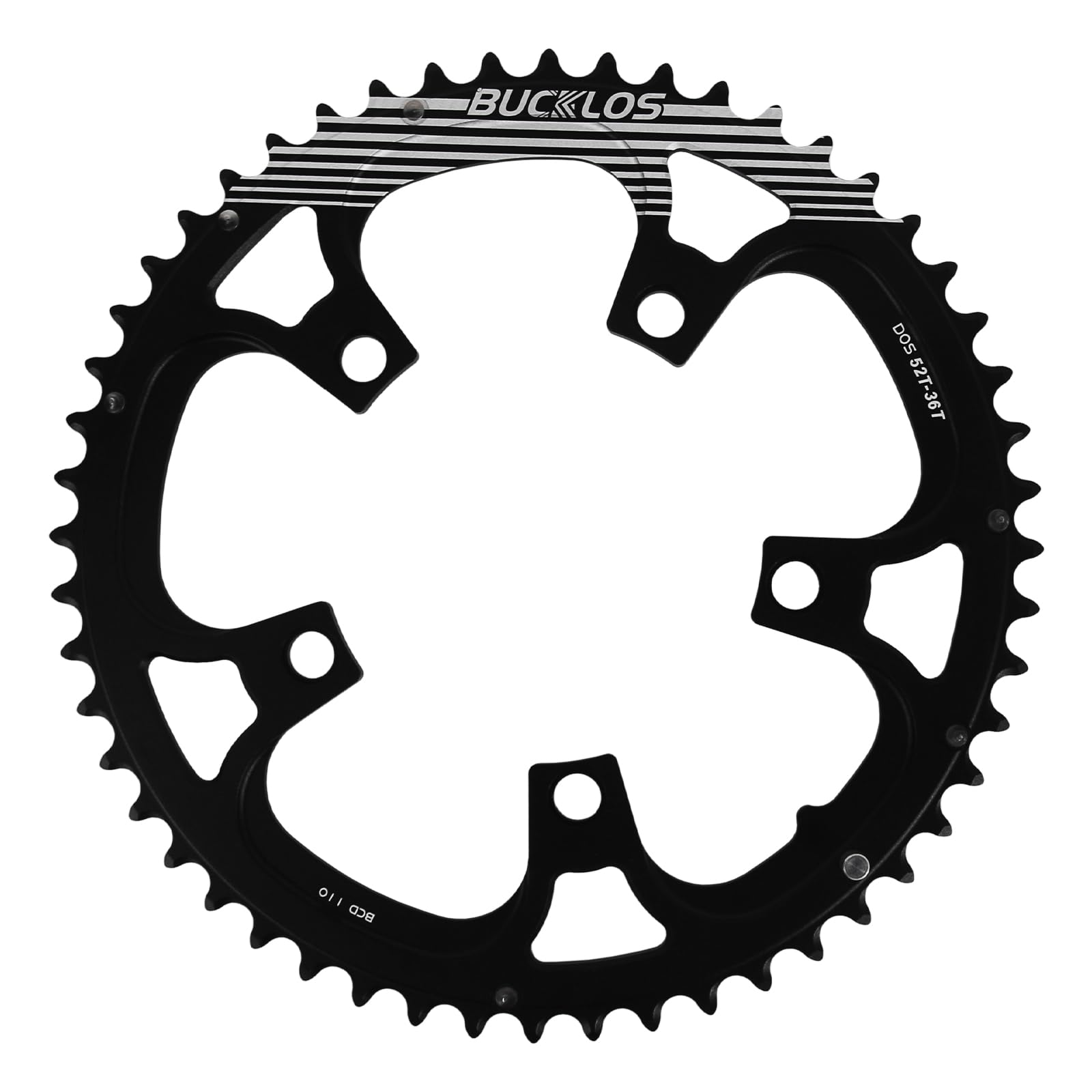 BUCKLOS 110BCD Bike Chainring Set with Pin, Double Round 5 Bolts Aluminum Chainring 50T 34T 52T 36T 53T 39T for Road Bike Bicycle Fits 8 9 10 11 Speed Chains