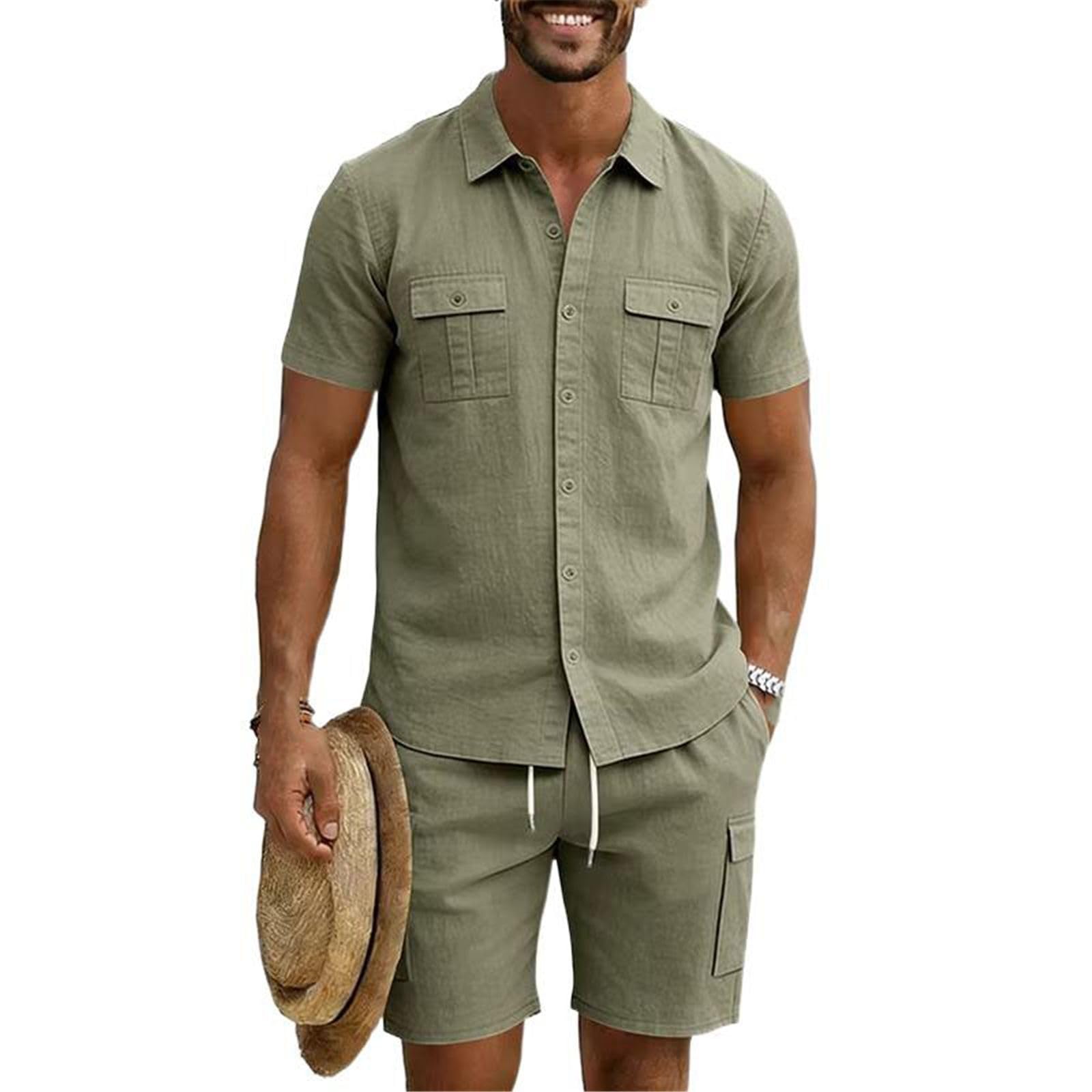 Set da uomo tuta sportiva casual, maglietta traspirante e pantaloncini estate