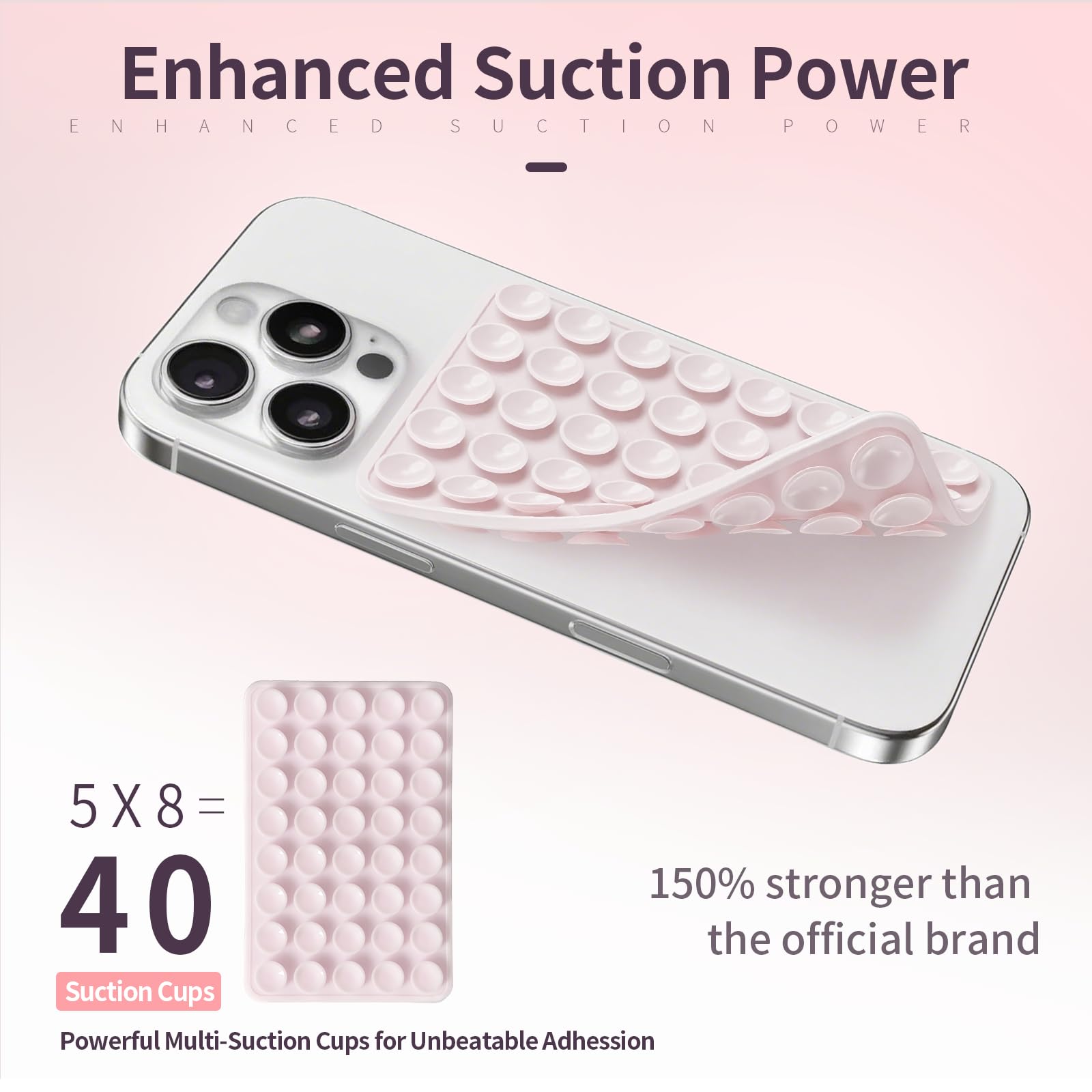 Paquete de 4 fundas de silicona con ventosa de doble cara, agarre adhesivo para teléfono celular, accesorios de teléfono manos libres para selfies y videos, transparente, rosa, negro y blanco