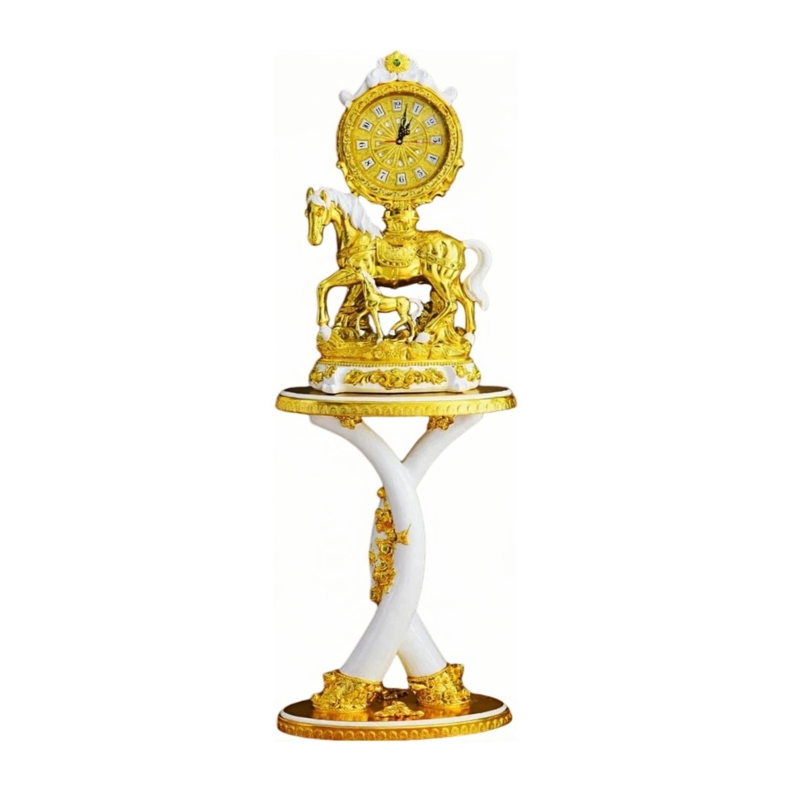 WANGHAI-666 Grandfather Clocks Floor Standing Clock Quartz Silent European Style Sculpture Decorative(Gold)