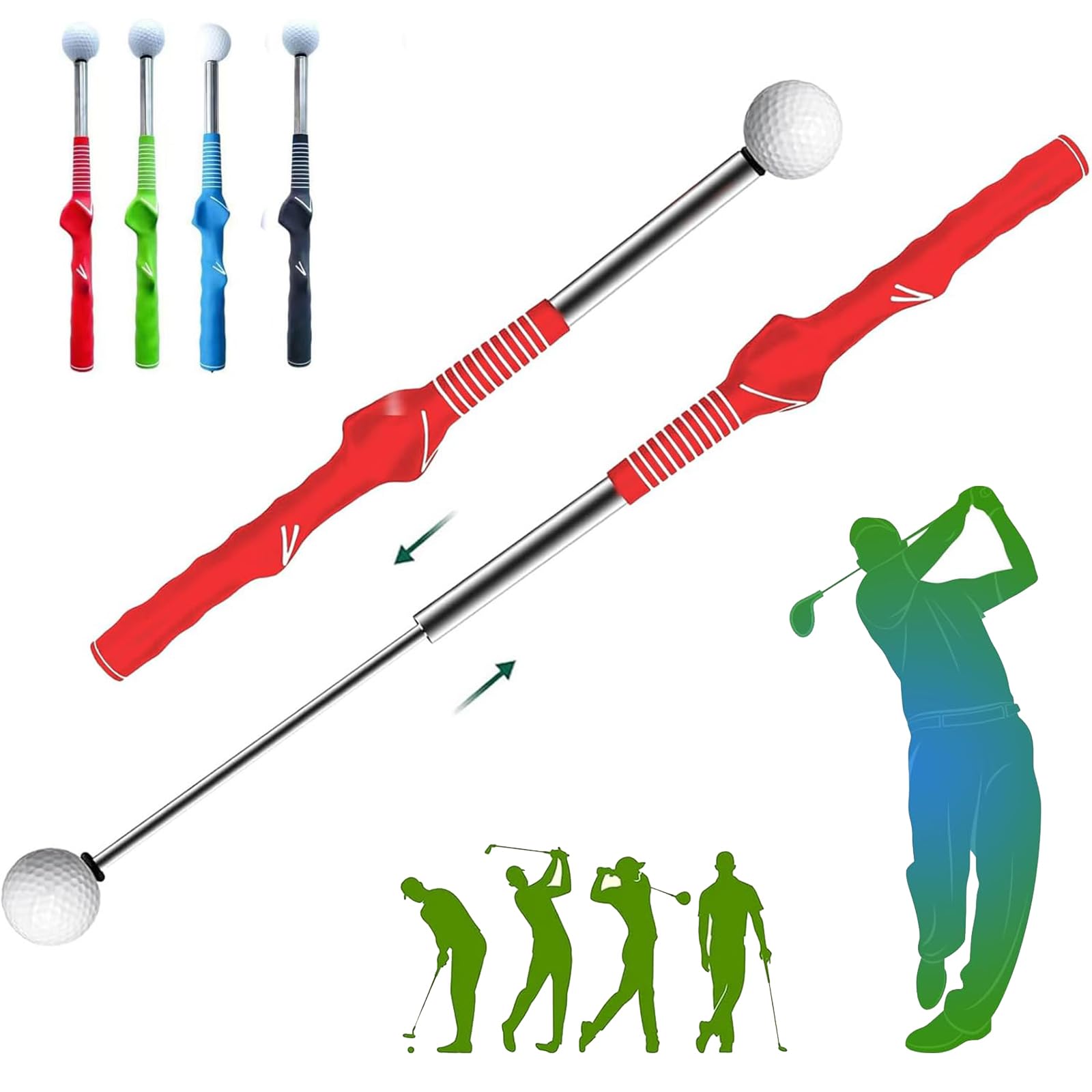 Gloryboom Telescopic Club, Gloryboom Golf, Retractable Golf Swing Training Aid with Click Feedback, Strength & Tempo Training for Chipping Hitting, for Right & Left-Handed Golfers (Right Hand-Red)