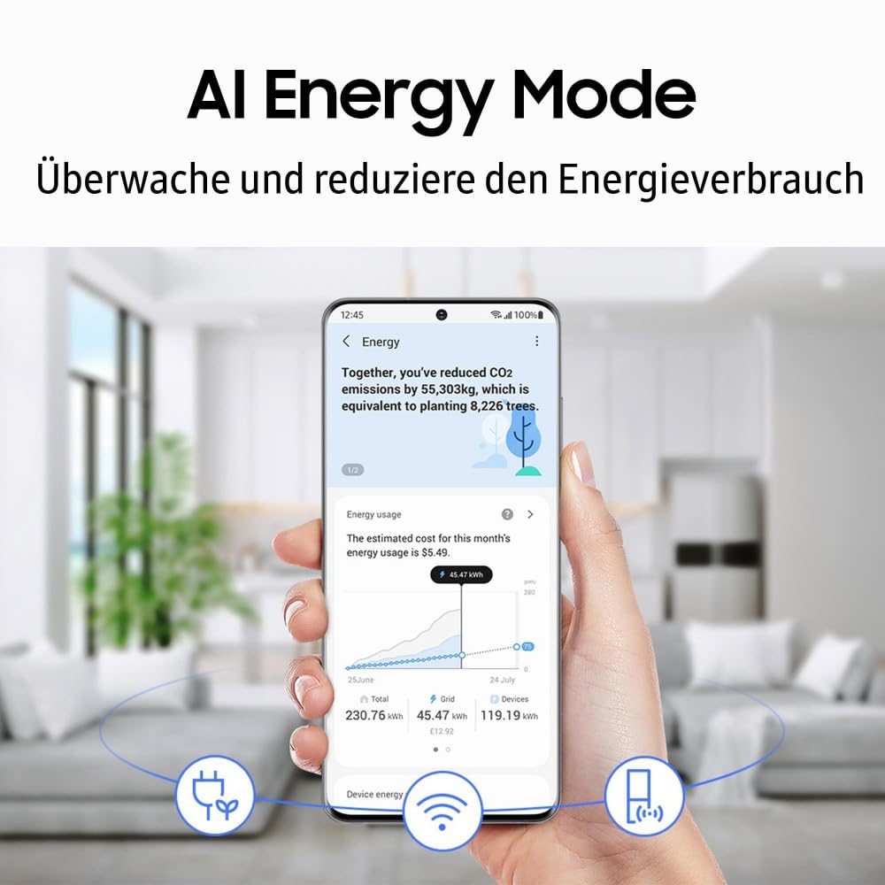 Samsung Kühl-Gefrier-Kombination, Kühlschrank mit Gefrierfach, 185 cm, 341 l Gesamtvolumen, 114 l Gefrierteil, AI Energy Mode, Wasserspender, Edelstahl-Look, RL34C652CSA/EG