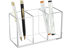 hiimiei Clear Makeup Brush Holder Acrylic Pen Holder Desk Pencil Cup