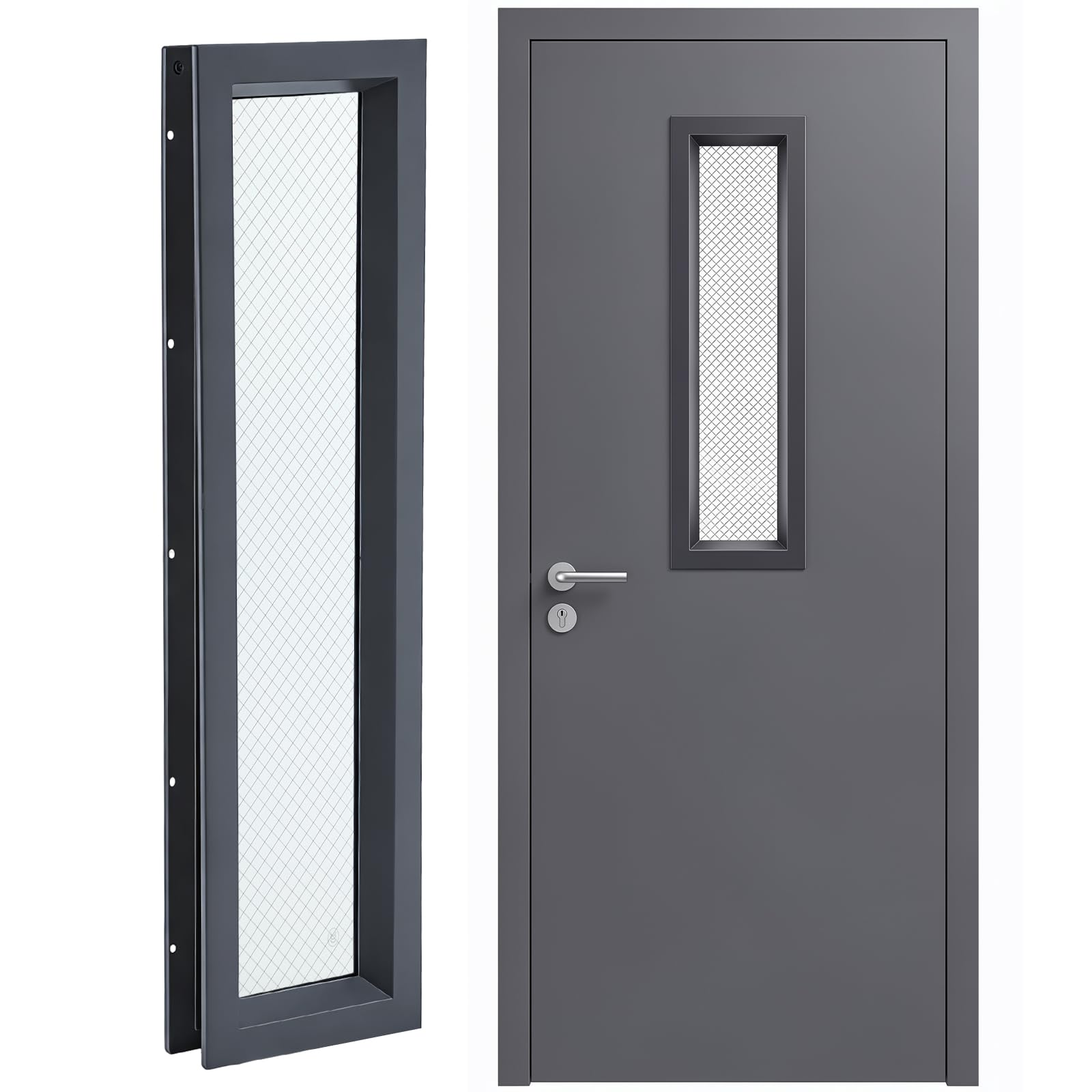 Pushglossy 6" x 27" Door Window Insert Lite Kit, Anti-rust Steel Frame