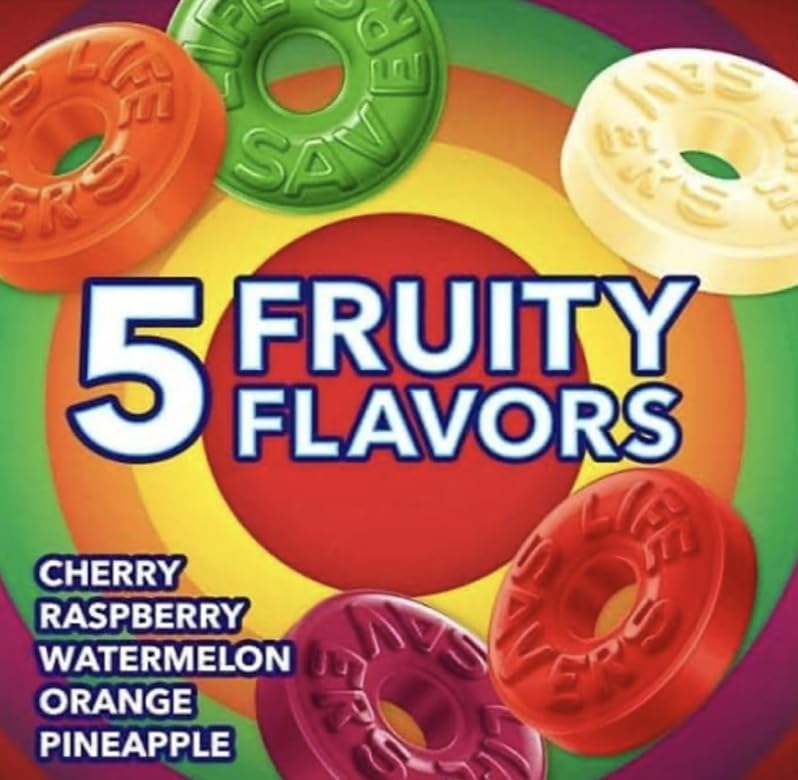 Life Savrs (5 pounds) Life Savrs Hard Candy Individually Wrapped, 5 Flavors Christmas Stocking Stuffers Candy - Life Savrs Hard Candy - Cherry,