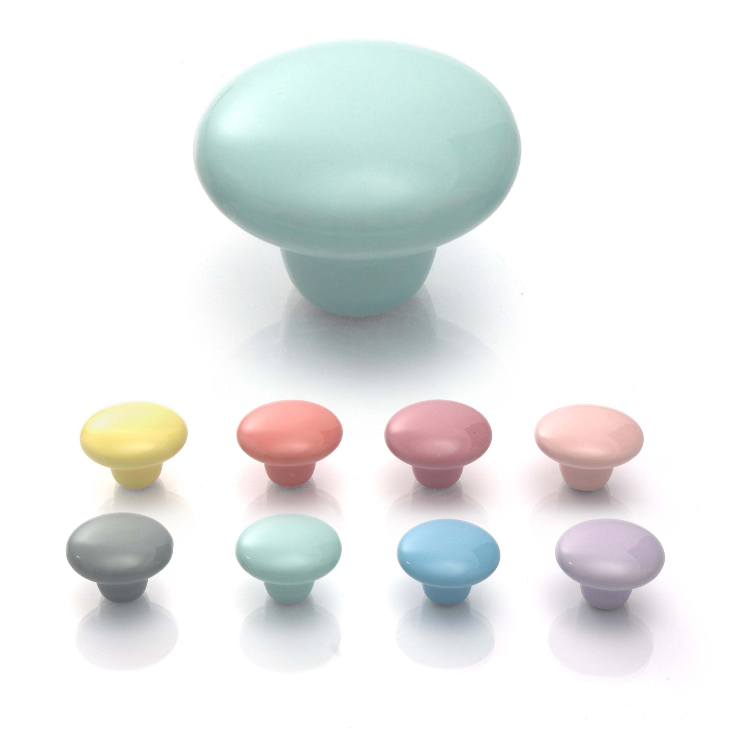 HUSL 6/12 x Pomos Armario de Cerámica de Colores Apastelados 40mm, Perillas, Pomos y Tiradores Redondas de Muebles para Cajones, Armarios, Puertas Interiores, Cocina (12, VERDE_MENTA)