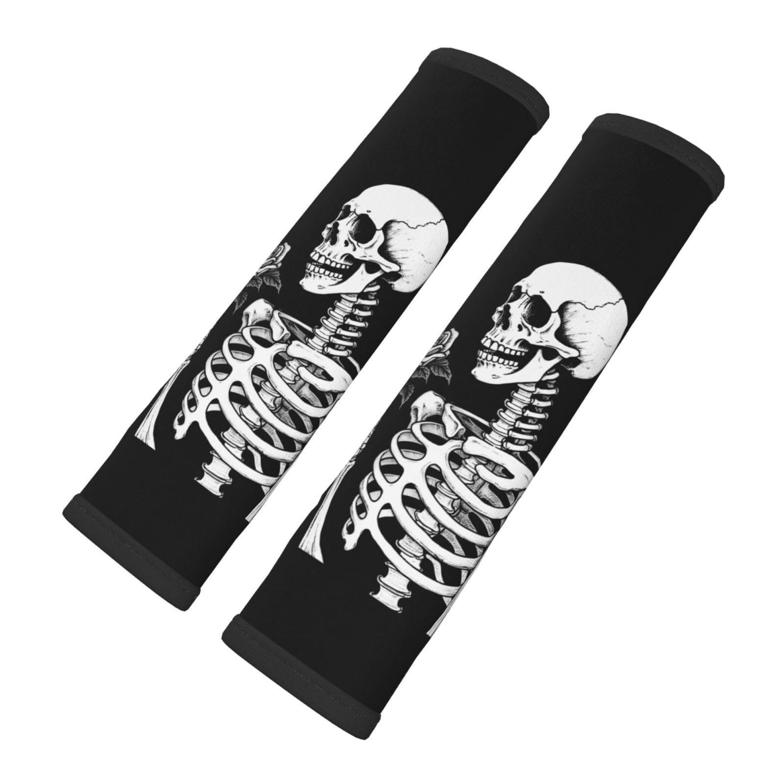 Zelamiee Auto Seat Belt Pads Rose and Roll Skeleton Sweat Absorption Shoulder Strap Cover, Pack of 2, for Womens Mens Adults