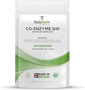 Bodygenix Coenzyme Q10 100mg Capsules - Active Antioxidant Care - 30 Caps