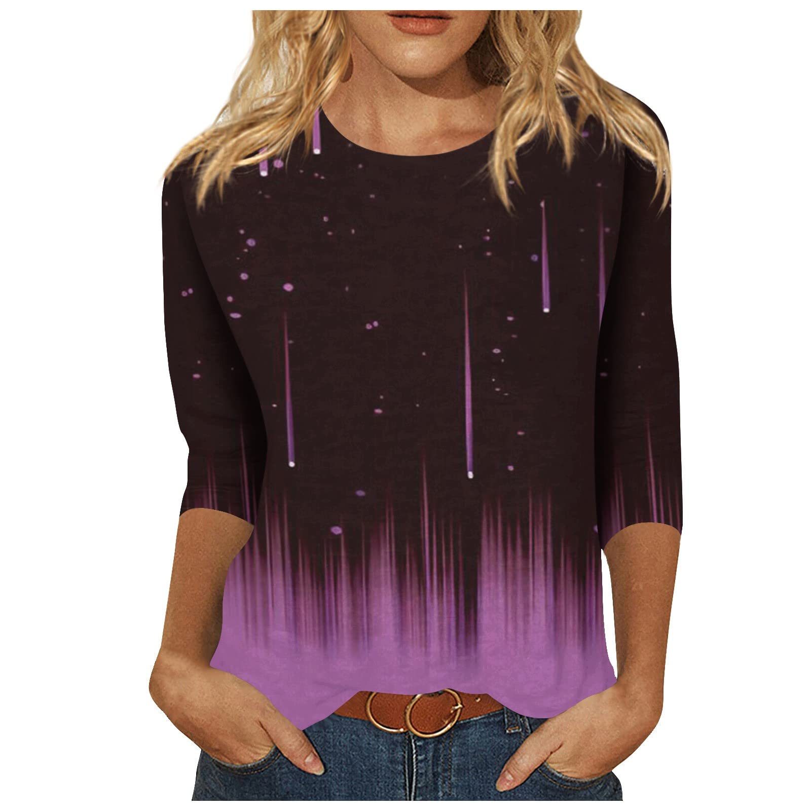 3/4 Sleeve Shirts for Women Summer Tops for Women 2023 Trendy,Funny Butterfly Pprint Graphic Tees Women's T-Shirts