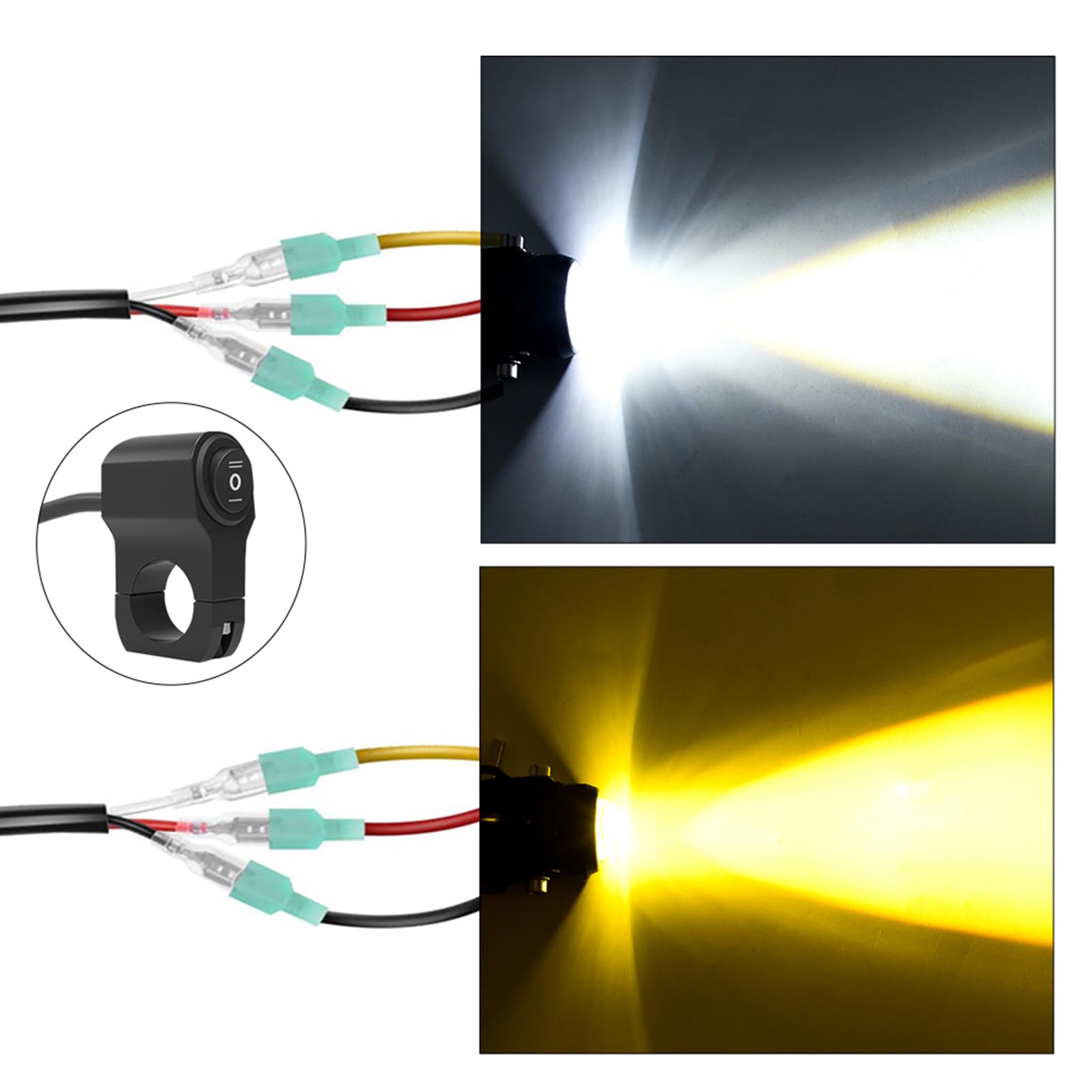 HUIOP Kit Cablaggio per Motocicletta,Kit Cablaggio Barra Luminosa a LED, 180W 3 Cavi 16 AWG LED Cablaggio Moto con relè 12V 40A e Interruttore di Controllo per Passare da Una modalità all'altra
