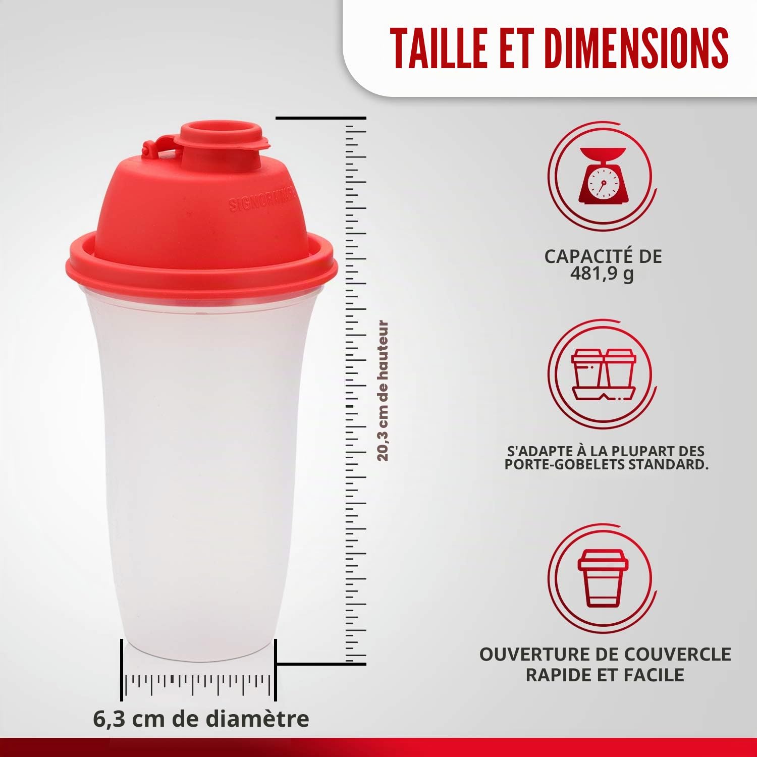 SIGNORA WARE Shaker Protéiné de 500ml, Lot de 2, pour Boisson Protéinée, Compléments Alimentaires En Poudre, Protéines de Musculation, Vinaigrettes, Gourdes de Sport Sans BPA