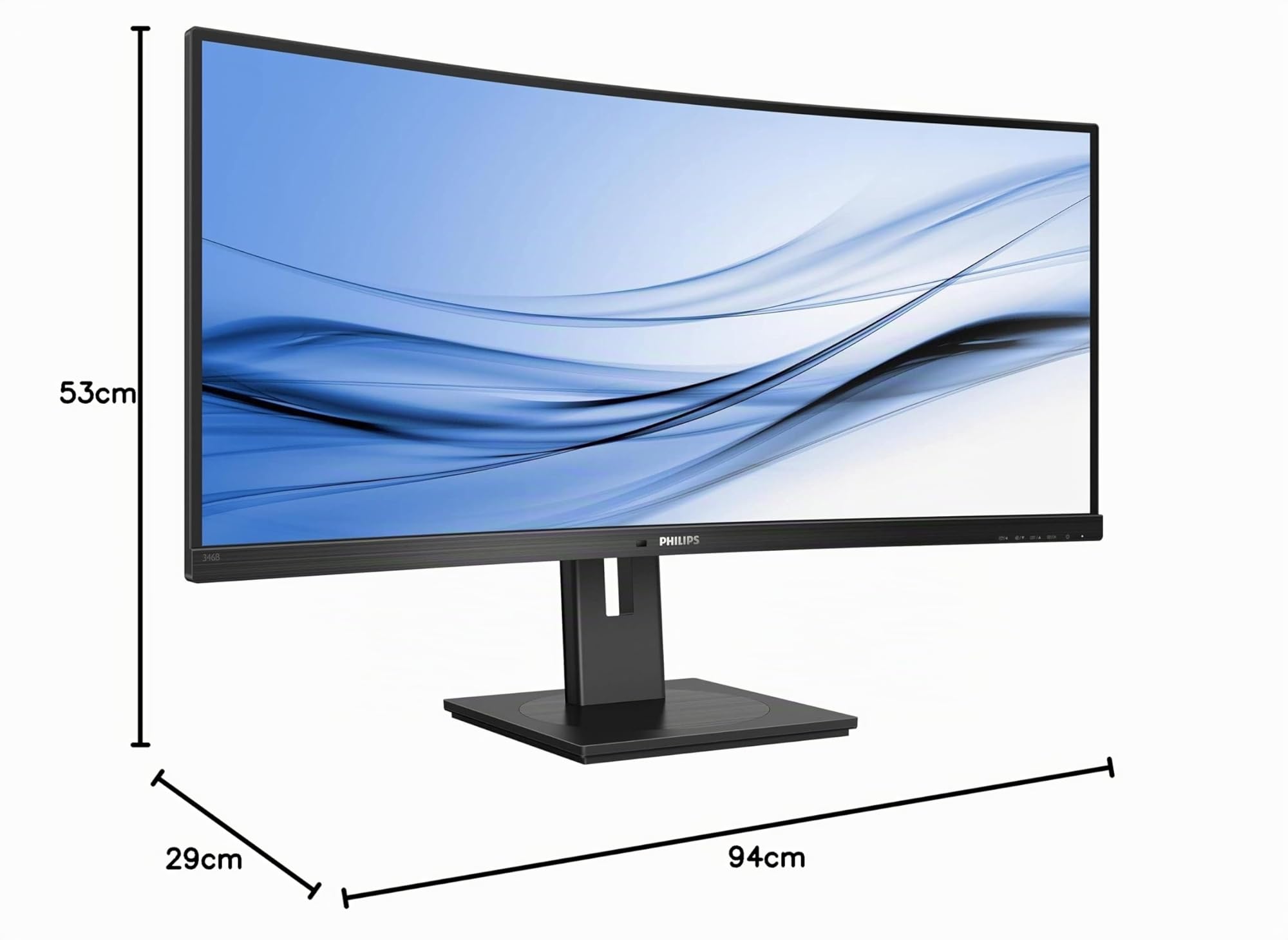 Philips Moniteur incurvé 346B1C 86 cm (34 Pouces) (HDMI, DisplayPort, USB-C, hub USB, 3440 x 1440, 100 Hz, FreeSync, Temps de réponse de 5 ms) Noir
