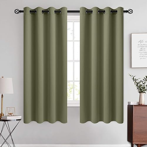 Miniatura 59 de COSVIYA Cortinas 100% opacas para dormitorio con forro negro, bloqueo de luz completa, aislamiento térmico y ojales, tratamiento de ventana de 54