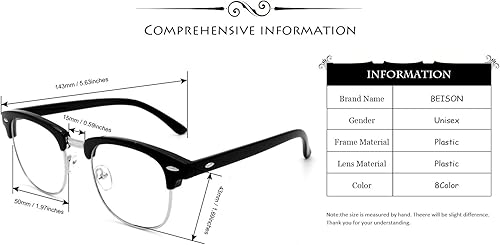 Miniatura 4 de BEISON Gafas de nerd con montura para hombre y mujer