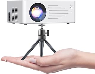 TMY Mini Projector for iPhone, Portable Projector with 5G WiFi and Bluetooth, 1080P HD Projector【with Tripod】, 9500Lux Movie Projector for iOS/Android/PC/TV Stick/HDMI/AV/USB, Indoor & Outdoor use