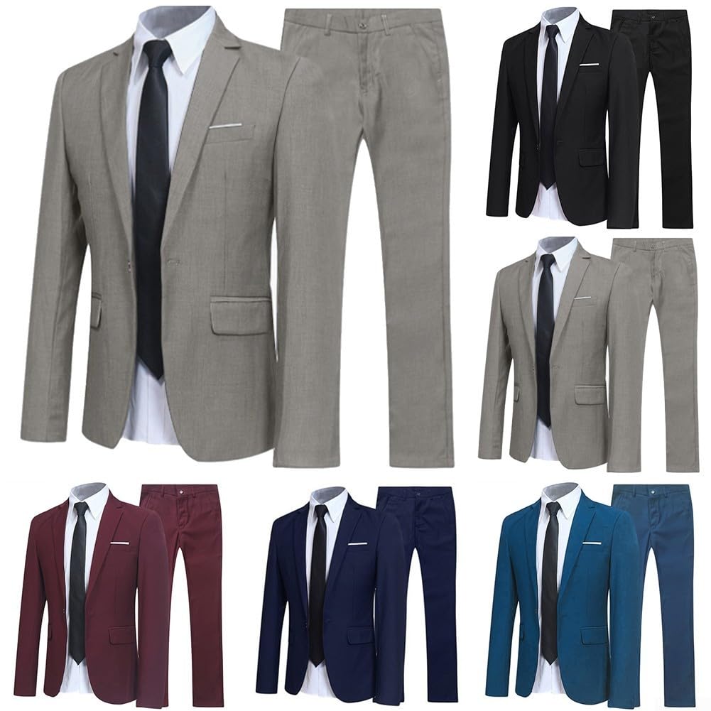 Completo elegante da uomo in tre pezzi con giacca, pantaloni e cravatta per eventi formali (2XL Nero)
