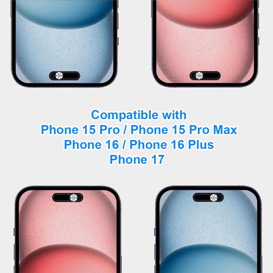 2 Pièces Caches pour Caméra Frontale, Amovibles, Compatibles avec Phone 16/16Plus/16Pro/16Pro Max/17, Protègent la Confidentialité et la Sécurité, N'affectent pas la Reconnaissance Faciale