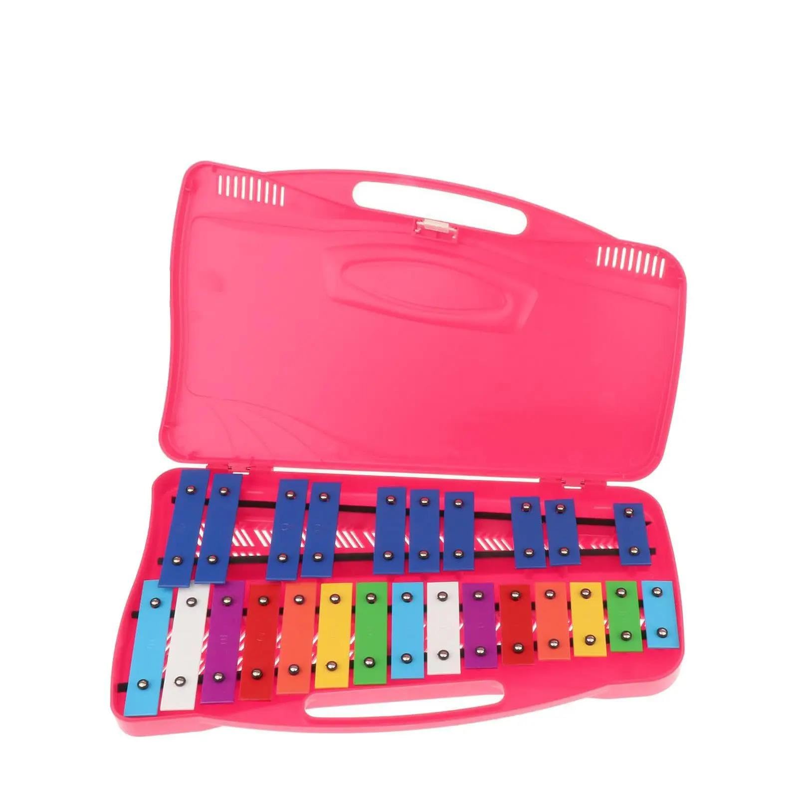 Glockenspiel Glockenspiel profesional de 25 notas perfectamente afinado para instrumentos de percusión para principiantes (Color : Pink)