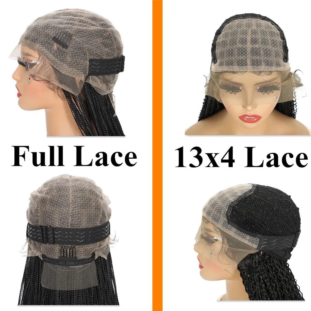Pelucas trenzadas boho sin nudos, peluca trenzada sintética larga con frente de encaje HD de 13x4 '' for mujeres(Brown,20 inch)