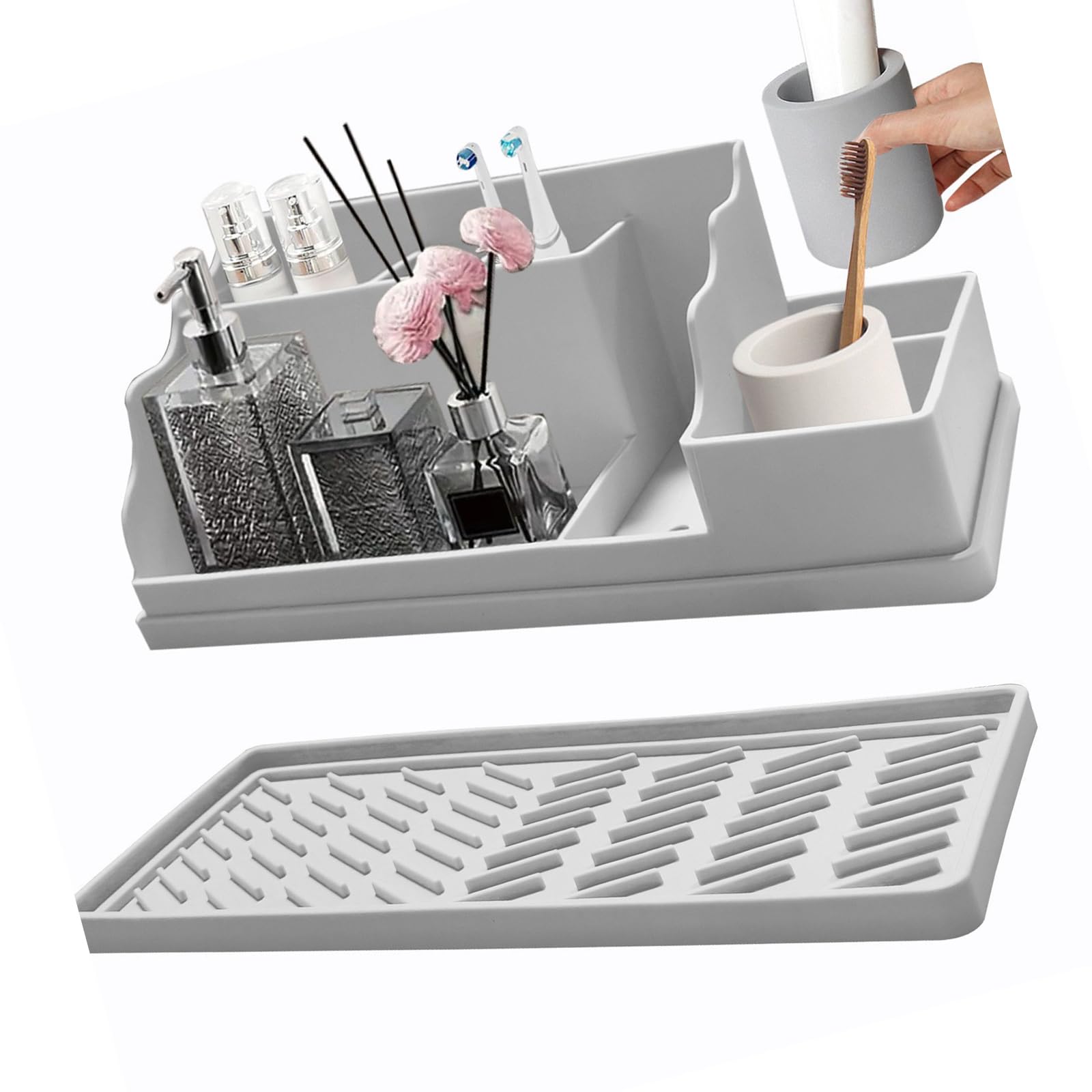 EXQIOUR Adhesive Cosmetic Keeper for Vanity Arranges Brushes Skincare Space Saving Modern Look Cosmetic Planner