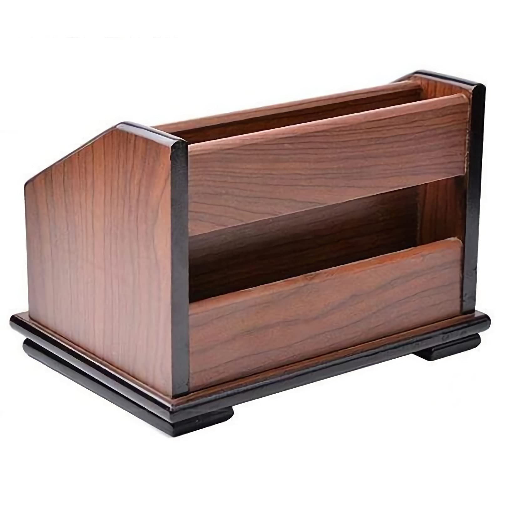 Titular de la Pluma con 4 Compartimentos,Caja de Organizador de Oficina de Madera con Tarjetas de Nombres de Negocios/teléfono móvil/cajón extraítico