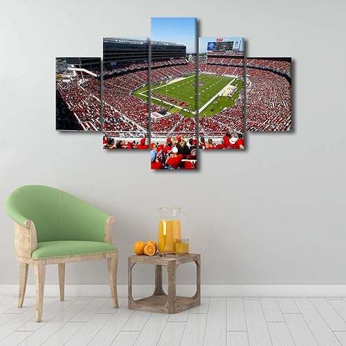 Vista 93 de Cuadros de estadios deportivos de fútbol americano de Minnesota, cuadros de vikingos, 5 paneles, lienzo para pared, arte de pared del estadio