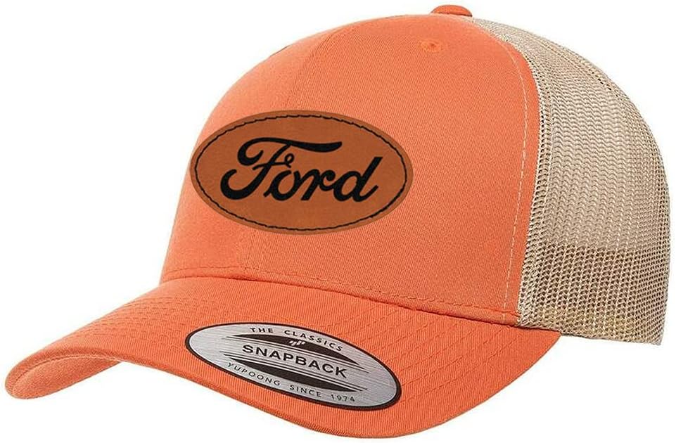 Ford Oval Script Logo Laser Engraved Leather Patch Yupoong
