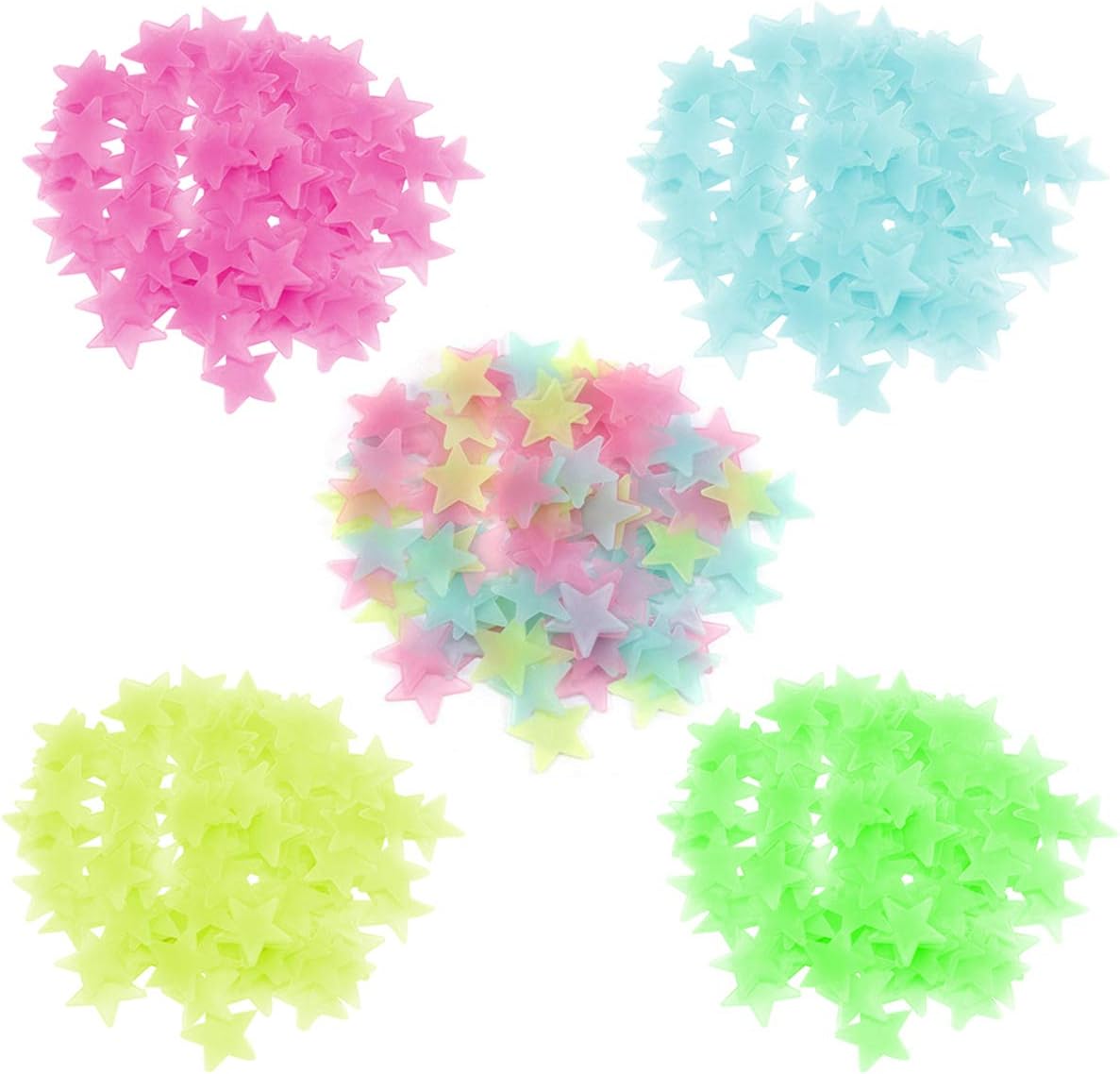VIIRY500PCS Colorful Glow in The Dark Stars Stickers for Ceiling and Wall Decals,Perfect for Kids Babys Bedroom Decorations or Party Birthday Gift(3CM)
