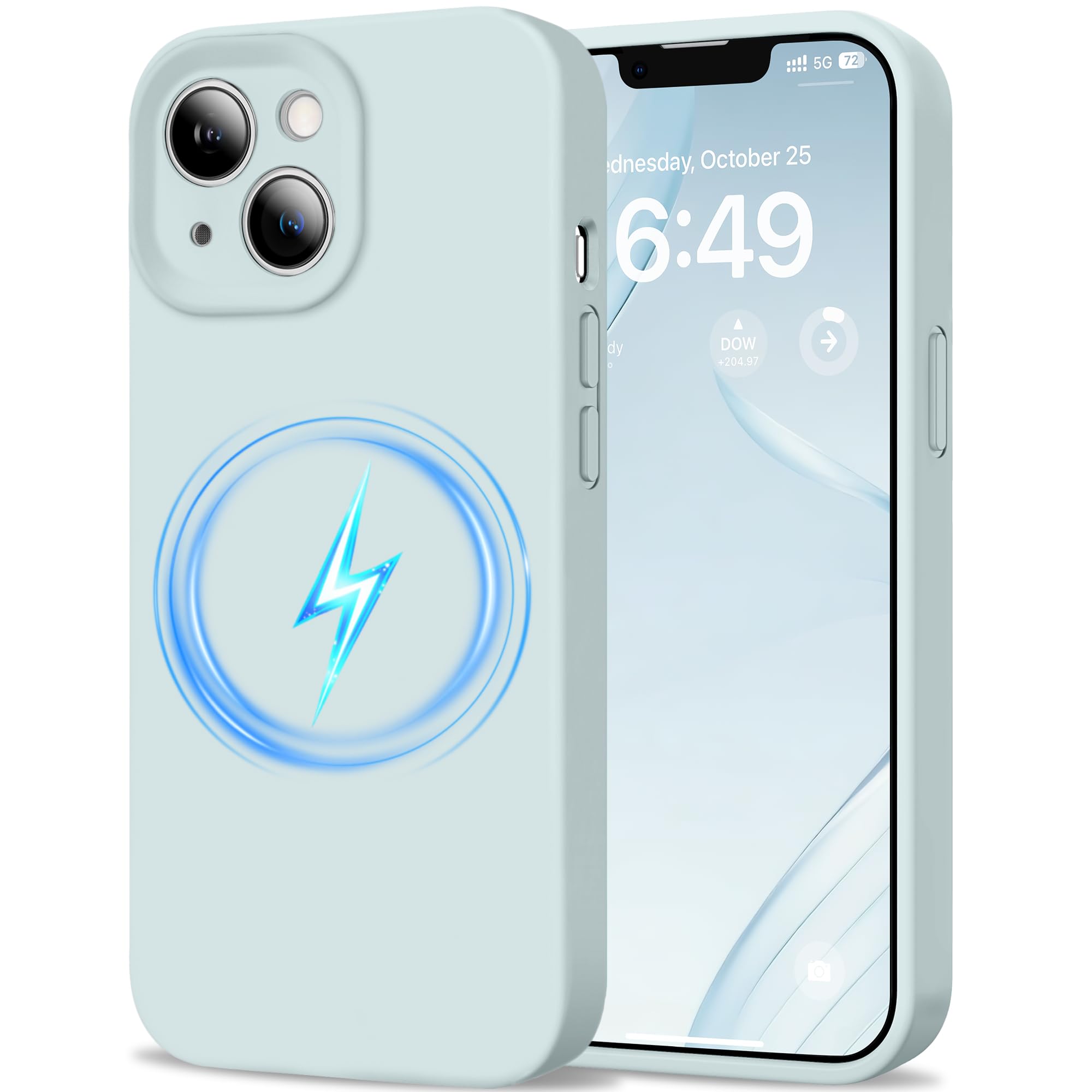 HOOMIL Hülle für iPhone 13, Vollständiger Kameraschutz, Kompatibel mit Magsafe, Flüssigsilikon mit Seidig-Weicher Haptik, Militärischer Stoßschutz Handyhülle - Himmelblau