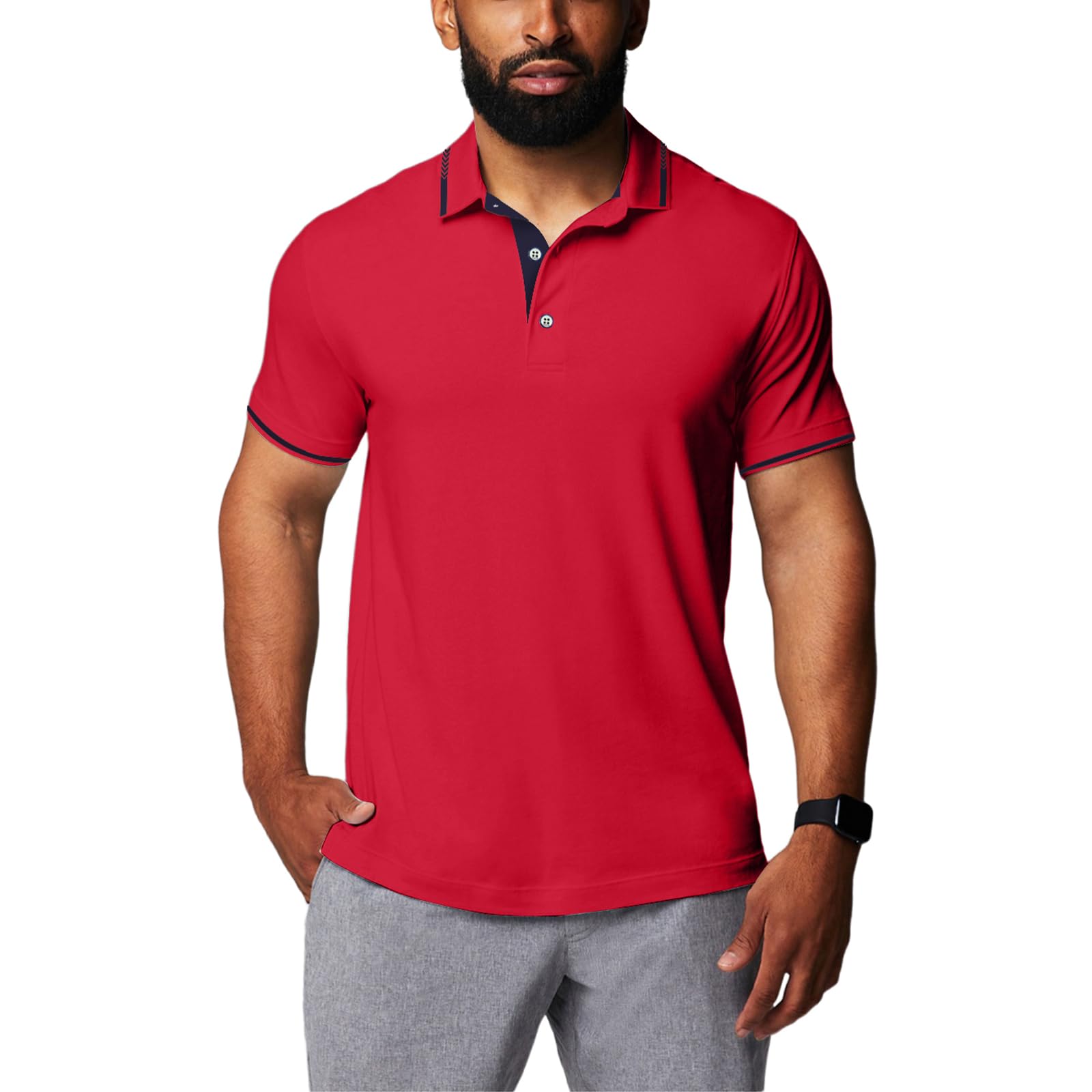 Corkhanj ordain Golf Polo Shirts for Men Short Sleeve Quick Dry Performance Moisture Wicking XXL Red