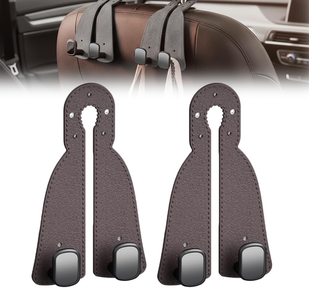 Azyq Brown Car Seat Headrest Hooks For Acura Rdx 2006-2020 2021 2022 2023 2024 2025 Yd2,Hidden Seat Back Hanger,Interior Storage Organizer For Handbags And Grocery Bags,Heavy Duty Backseat Hooks,2Piece Set