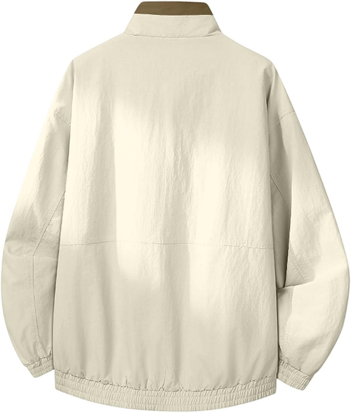 Mens Stand Collar Bomber Jacket Full Zip Long Sleeve Windproof Coat