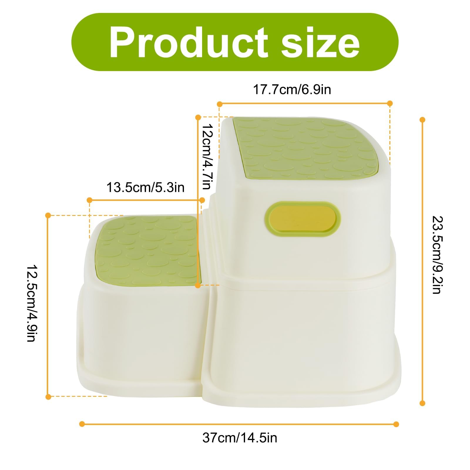 Sgabello per bambini, a 2 livelli, a due livelli, per bagno, lavabo e toilette, antiscivolo e robusto, per bambini, multifunzione, altezza 23 cm, portata 113 kg