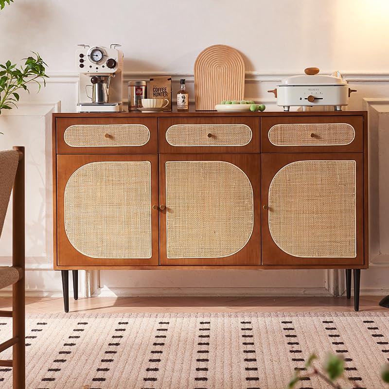 COSTWAY Armadietto Portaoggetti in Rattan, Mobile Buffet per Esterni in