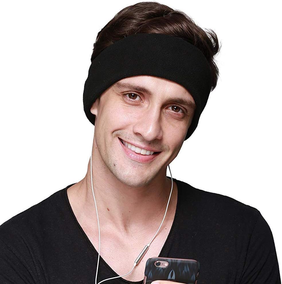 CHOKMAX Sleep Headphones, with Ultra Thin Adjustable Speakers Comfortable Soft Fleece Headband Sleep Eye Mask for Sleeping, Perfect for Air Travel, Sports, Relaxation, Meditation and Insomnia - Black
