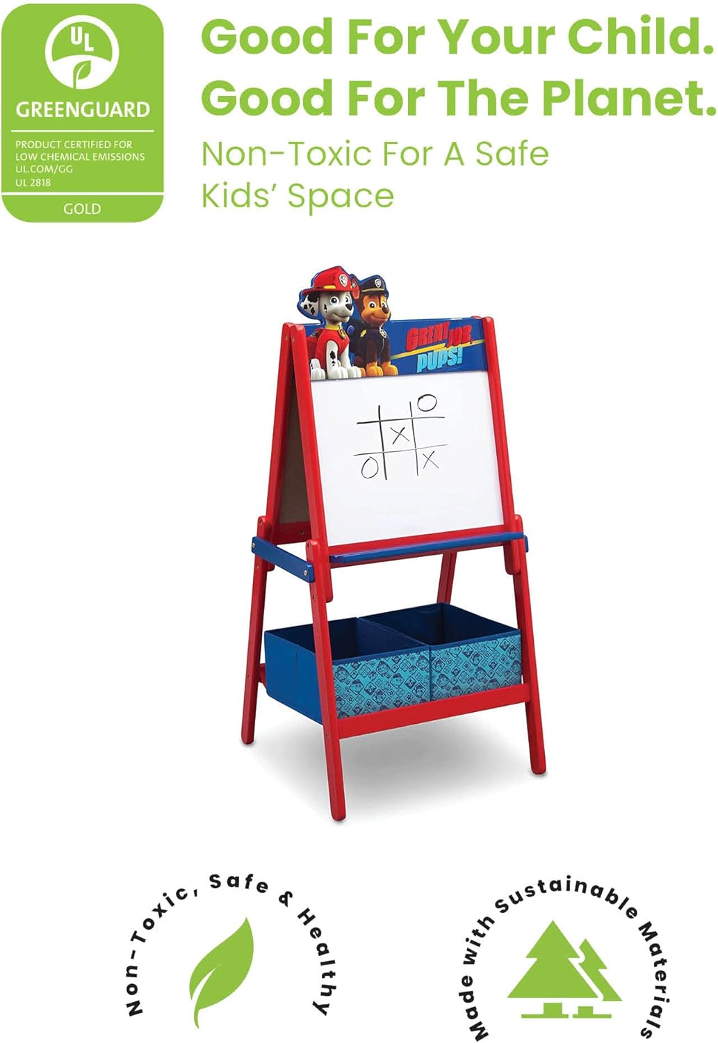 Delta Children Wooden Double-Sided Kids Easel with Storage -Ideal for Arts & Crafts, Homeschooling and More - Greenguard Gold Certified, Nick Jr. PAW Patrol
