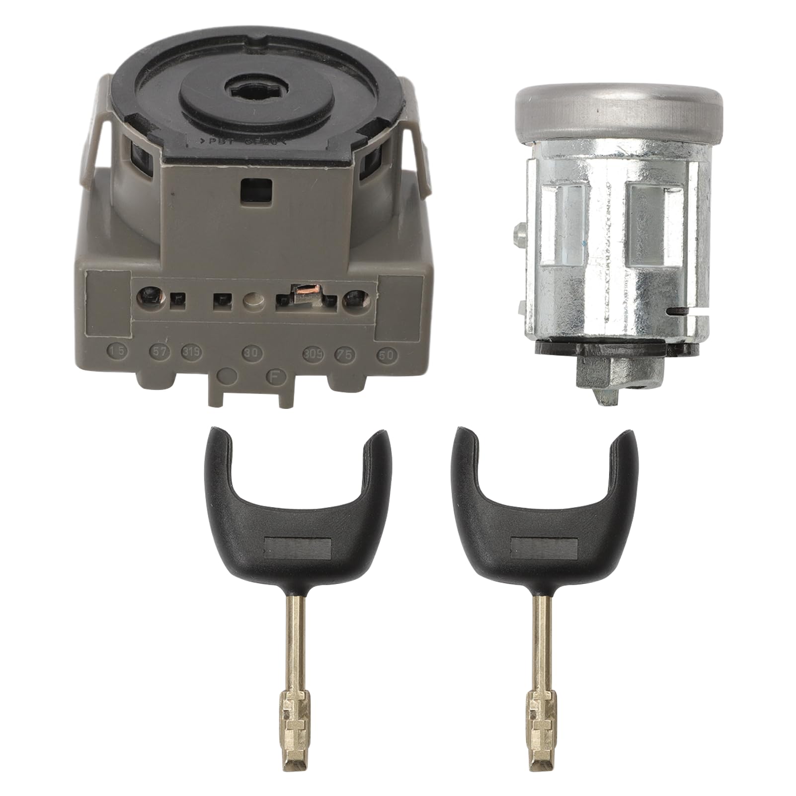 Interruptor de encendido, interruptor de encendido, interruptor de arranque, cerradura de cilindro, juego con 2 llaves para Fiesta MK5 Focus MK1 Fusion Mondeo MK3 Transit Connect Transit MK6