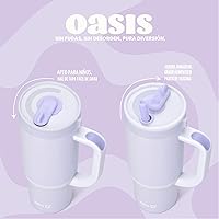 Vista 4 de Ello Oasis - Vaso para niños de 410 ml de acero inoxidable con asa y pajita retráctil, 100% a prueba de fugas, de doble pared con aislamiento al