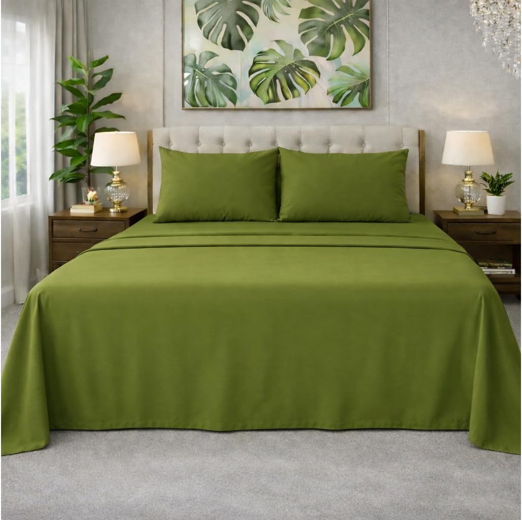 Bliss Casa Percale Cotton Sheet Set Twin Size, 3‑Piece, 100% Combed Cotton Sheets, Crisp & Cool, 15 in Deep‑Pocket Fitted Sheet, 1 Flat Sheet & 1 Pillowcase with Zee Hem