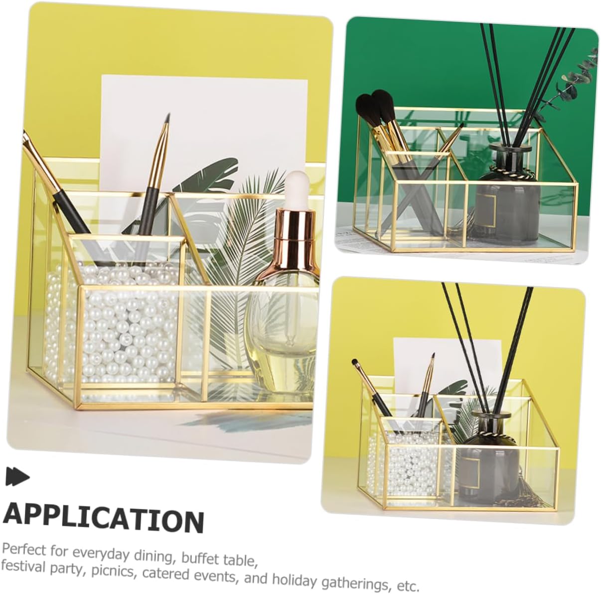 MAGICLULU Glass Makeup Organizer Box with Frame Compact Cosmetic Display Case for Lipstick Brushes Eyeliner Sturdy Multipurpose Storage for Vanity Bathroom Bedroom Salon